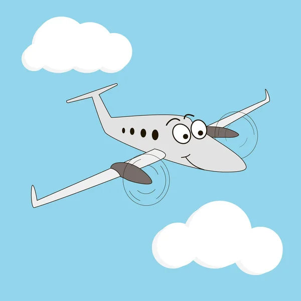 漫画スタイルの笑みを浮かべて飛行機 — ストックベクタ