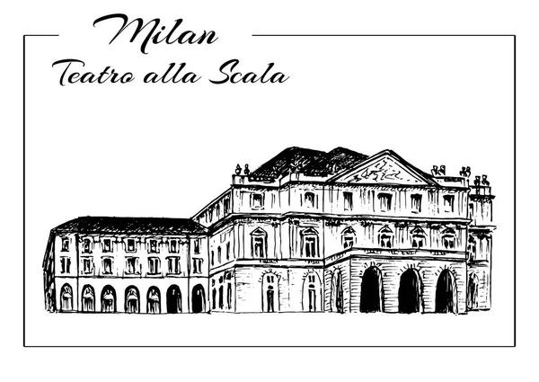Teatro alla Scala. Milan Opera House, Italy. — Stock vektor