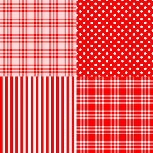 Rojo patrones sin costura rayas, cuadros, manchado — Vector de stock