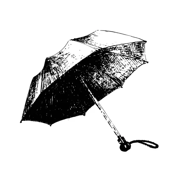 Parapluie, logo vectoriel contour, symbole météorologique prévisionnel, illustration de croquis vectoriels isolés et dessinés — Image vectorielle