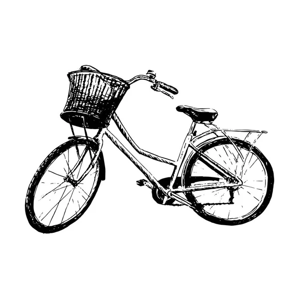 Klassieke fiets silhouet, gedetailleerde vectorillustratie. Vintage hand graphics — Stockvector