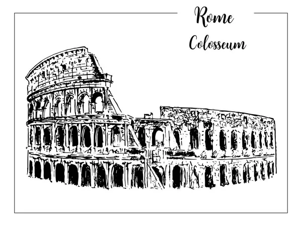 Κολοσσαίο. Ρώμη αρχιτεκτονικό σύμβολο. Όμορφη χέρι διανυσματικά εικονογράφηση σκίτσο. Ιταλία. απομονωμένα σε λευκό — Διανυσματικό Αρχείο