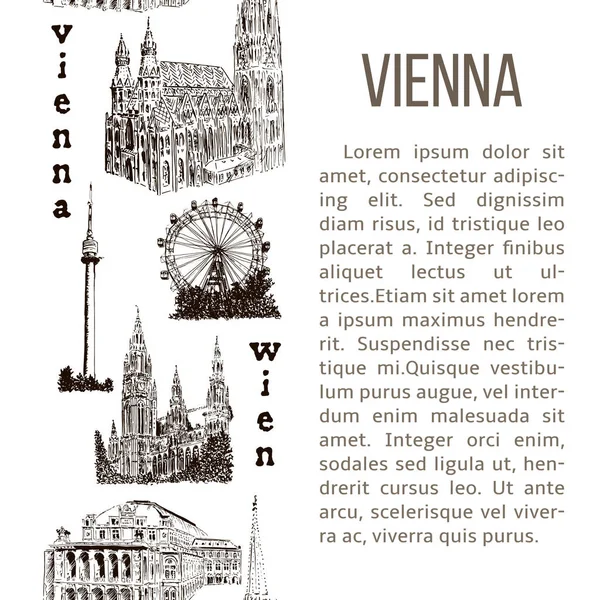 Set Vienna symbolen. verticale streep met beschrijvende tekst. — Stockvector