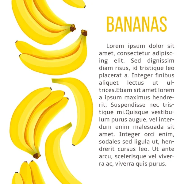 Listra de Bananas maduras com texto de descrição . — Vetor de Stock