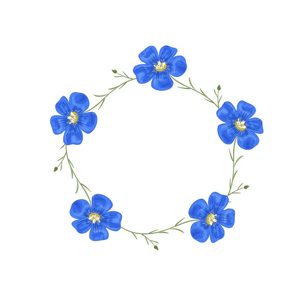 Conjunto de flores vectoriales. Hermosa corona. Elegante colección floral con flores azules aisladas — Vector de stock