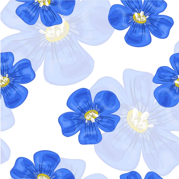 Flores de lino azul. Patrón sin costuras. Ilustración vectorial . — Archivo Imágenes Vectoriales