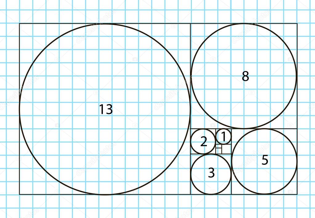 Golden ratio template vector, Divine Proportions, Golden Proportion. Universal meanings.