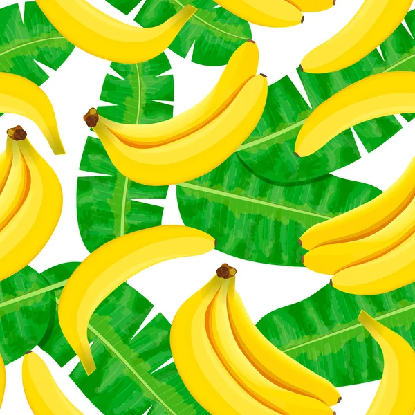 Illustrazione acquerello senza soluzione di continuità di foglie tropicali, fitta giungla. Modello con motivo estivo tropico può essere utilizzato come sfondo texture, carta da imballaggio, tessile, disegno carta da parati. Banana foglie di palma . — Vettoriale Stock