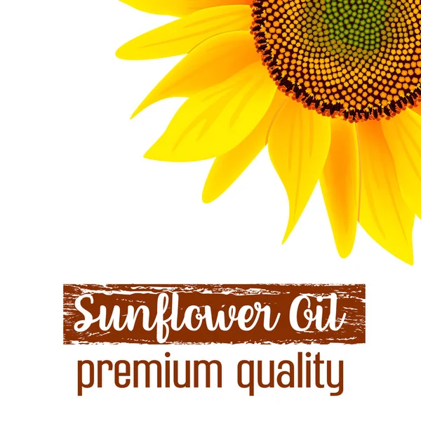 Sonnenblumenöl Etikett. Etikett und Text — Stockvektor