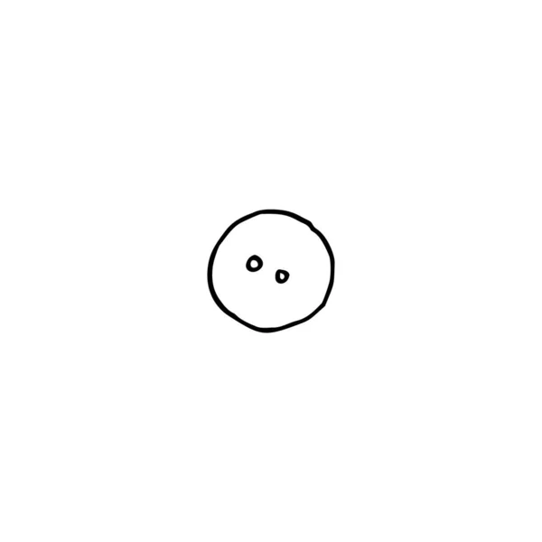 Černé látkové tlačítko detailně na bílém pozadí. Ručně kreslená rytina ilustrace, minimalistický styl — Stockový vektor