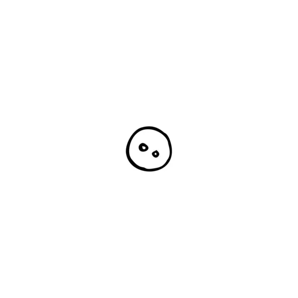 Nahaufnahme mit schwarzem Stoffknopf auf weißem Hintergrund. handgezeichnete Gravurillustration, minimalistischer Stil — Stockvektor