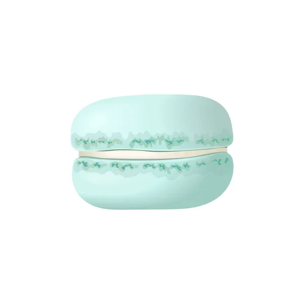 Bonito macarrón azul. Pastel macaron. Crema azul. Ilustración vectorial. Culinario, pastelería , — Archivo Imágenes Vectoriales