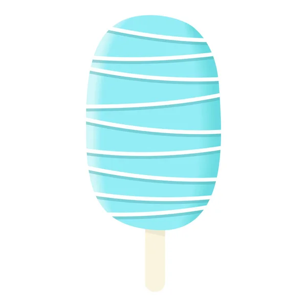 Blue ice cream Stick. one. blue and white icing with stripes and dressing Summer sweetmeat, — Stock Vector