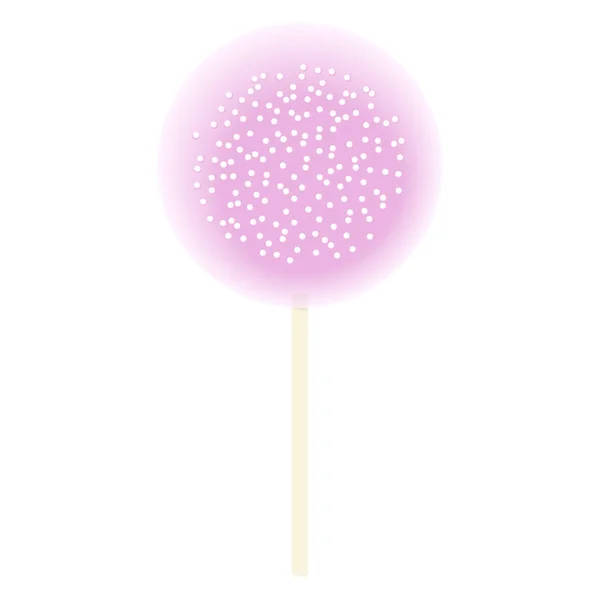 One Lollipop pink isolated on white. icing and sprinkles, Vector illustration. Confection, — Stock Vector