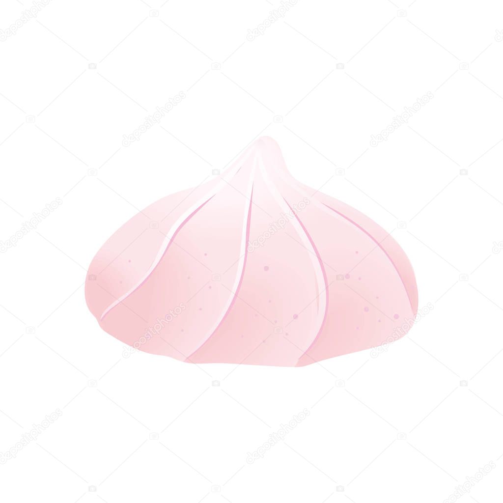 One White and pink marshmallow isolated on white background. Vector illustration. Confection
