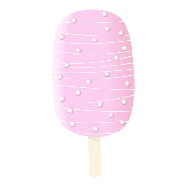 Un helado de rosa Stick, manchas punteadas glaseado blanco y aderezo — Vector de stock