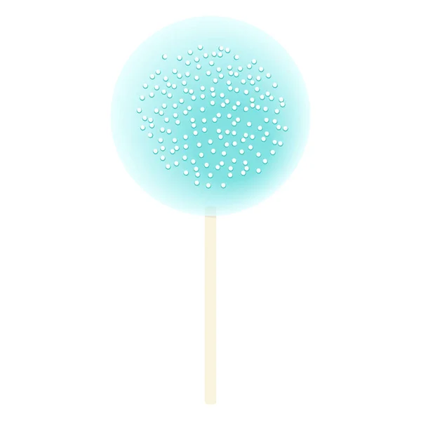 One stick blue Lollipop isolated on white. icing and sprinkles, Vector illustration. Confection, sweets — Stock Vector