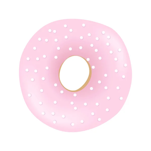 Γλυκό ροζ ντόνατ με γλάσο και τρούφα που απομονώνονται σε λευκό φόντο. Εικονογράφηση διανύσματος. — Διανυσματικό Αρχείο