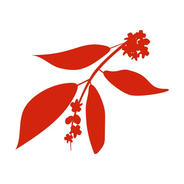 Гілка сандалового дерева з квітковим силуетом. Векторні ілюстрації ізольовані на білому — стоковий вектор