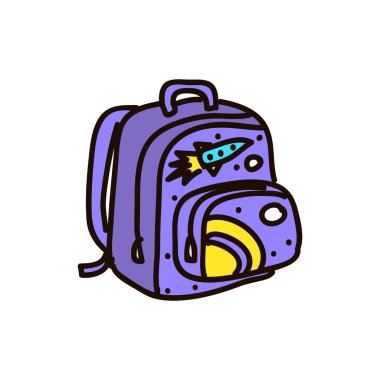 Beyaz arka plan üzerinde izole kırmızı sırt çantası. düz stil moda modern vektör çizim