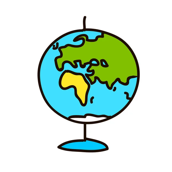Illustrazione icona piatta del globo stile piatto penna inchiostro cartone animato colorato icona vettoriale illustrazione vettoriale per web — Vettoriale Stock