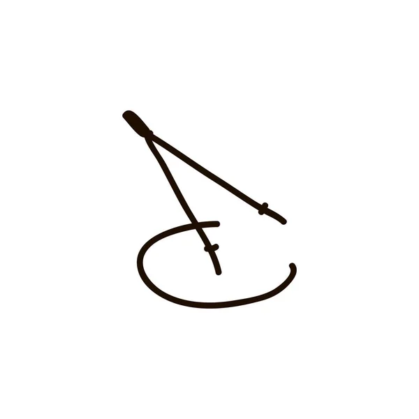Illust Compass Cartoon Ink Pen Icon Sketch Style Ilustração Vetorial — Vetor de Stock
