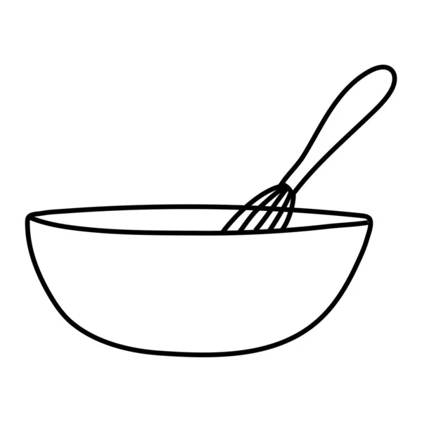 De la pâte. Concepts faire une pâte, pétrir la pâte avec un mélangeur à main, sur un fond bleu foncé, vue rapprochée du haut — Image vectorielle