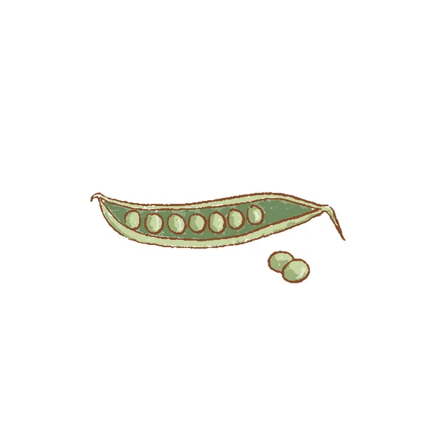 Fresco baccello pisello verde e piselli icona isolata. Primavera. Rareripes. hastings dal mercato agricolo, Illustrazione vettoriale — Vettoriale Stock