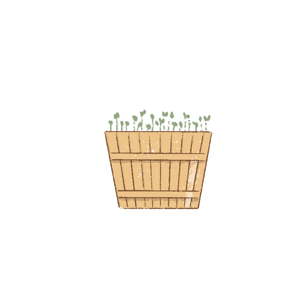 Decorative Grass Garden Plants Flowerpot Basket Blue Spotted Watering Can — Stock Vector