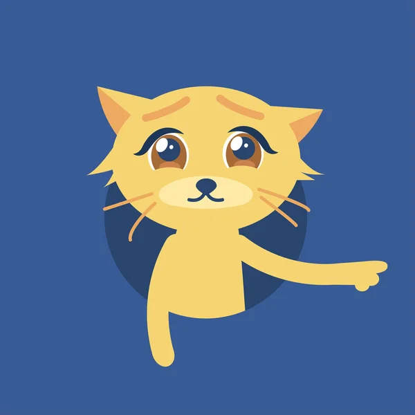 Geïsoleerde vectorillustratie van de schattige kat met droevige ogen. — Stockvector