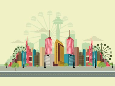 Cityscape veya manzarası illüstrasyon