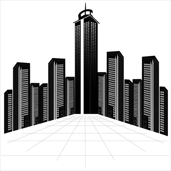 Paisaje urbano o Skyline ilustración — Vector de stock