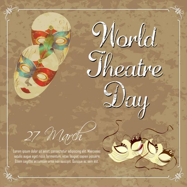 Día Mundial del Teatro, 27 de marzo — Vector de stock
