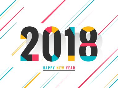 Mutlu yeni yıl 2018 için hoş ve güzel soyut güzel ve yaratıcı bir tasarım çizim ile.