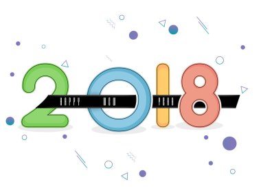 Mutlu yeni yıl 2018 için hoş ve güzel soyut güzel ve yaratıcı bir tasarım çizim ile.