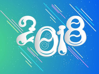 Mutlu yeni yıl 2018 için hoş ve güzel soyut güzel ve yaratıcı bir tasarım çizim ile.