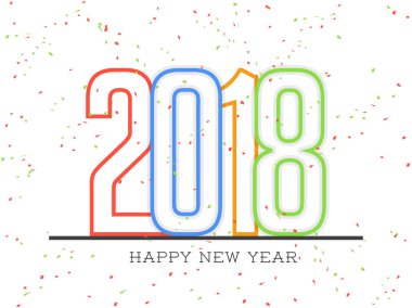 Mutlu yeni yıl 2018 için hoş ve güzel soyut güzel ve yaratıcı bir tasarım çizim ile.