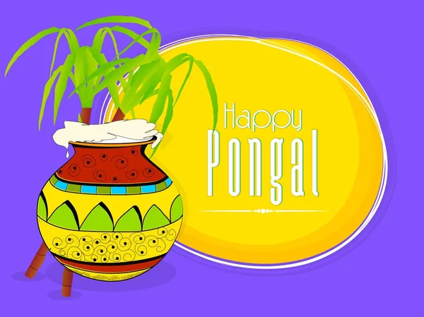 Красиво Красиво Happy Pongal Красивой Креативной Иллюстрацией Дизайна — стоковый вектор