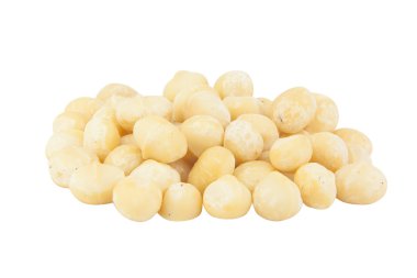 Ahşap zemin üzerinde lezzetli Macadamia fındıkları.