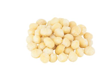 Ahşap zemin üzerinde lezzetli Macadamia fındıkları.