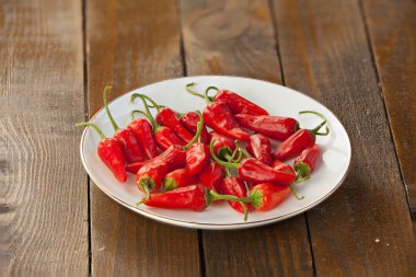 lezzetli iştah açıcı kırmızı biber biber ahşap arka plan üzerinde