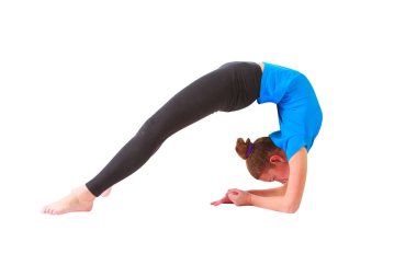 güzel kadının yoguna beyaz arka plan yapması