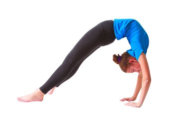 güzel kadının yoguna beyaz arka plan yapması