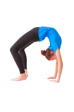 güzel kadının yoguna beyaz arka plan yapması