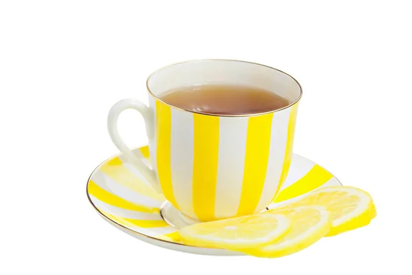 Delicioso té verde caliente en hermosa taza — Foto de Stock