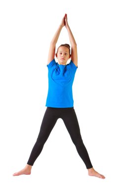 güzel kadının yoguna beyaz arka plan yapması