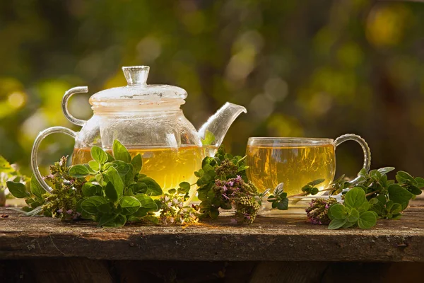 Thé Vert Dans Une Belle Tasse — Photo