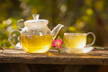 Güzel fincanda yeşil çay