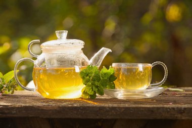 Güzel fincanda yeşil çay