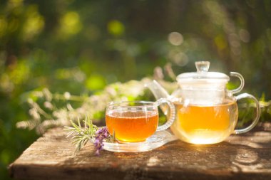 Güzel fincanda yeşil çay